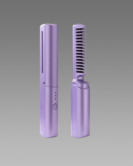 Meneflix Portable Mini Hair Straightener – Cordless Rechargeable Hot Comb for Quick Styling