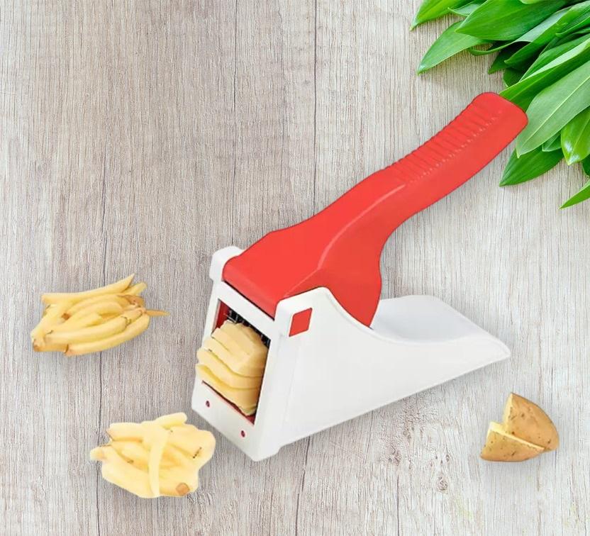 Heavy Duty Vegetable Manual Chopper & Chipser | Potato Finger Chips & French Fries Cutter with Container (Plastic, Assorted Colors)