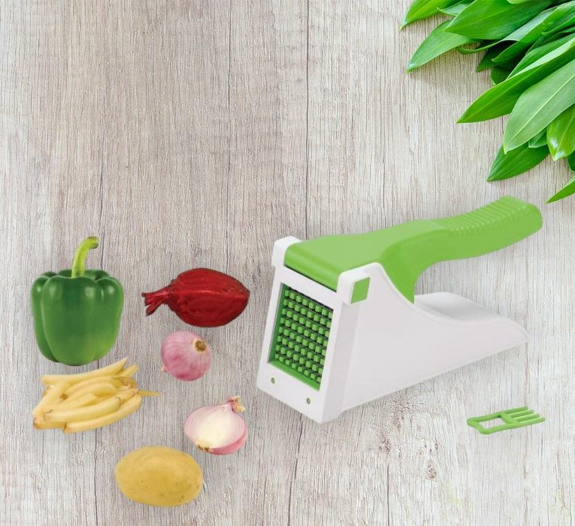 Heavy Duty Vegetable Manual Chopper & Chipser | Potato Finger Chips & French Fries Cutter with Container (Plastic, Assorted Colors)