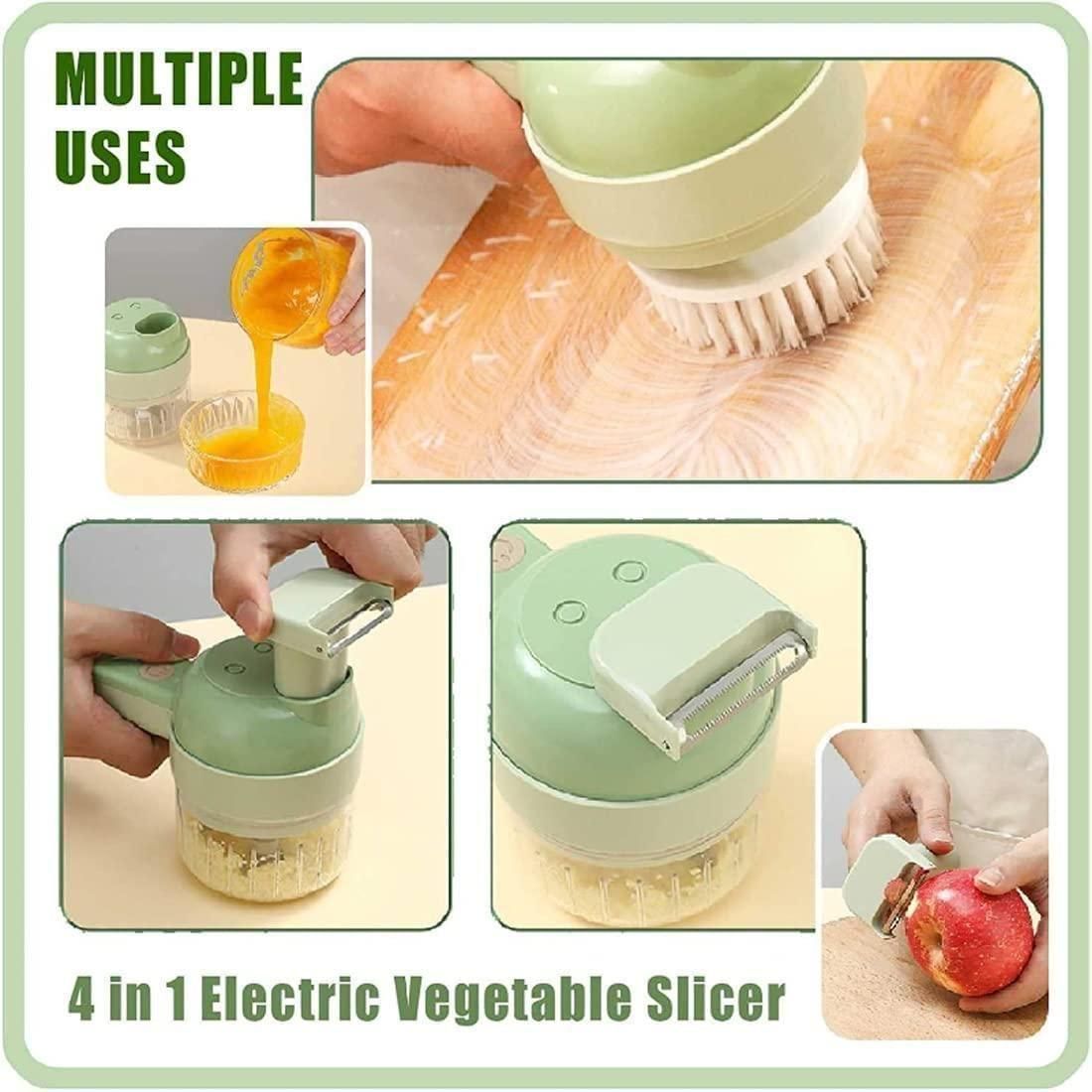 4 in 1 Portable Electric Vegetable Cutter Set | Wireless Food Processor & Mini Electric Chopper for Garlic, Onion, Chili, Ginger & Meat