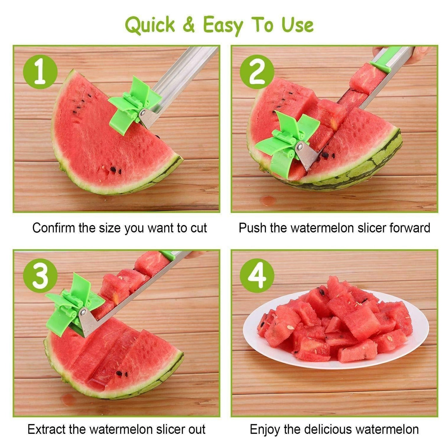 Stainless Steel Watermelon Slicer & Cutter | One-Push Automatic Fruit Cube Maker (Pack of 1, Random Color)
