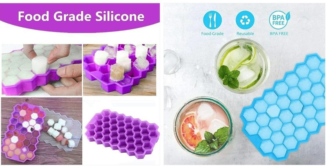 Ice Cube Maker Tray (Pack of 2) – Silicone, BPA Free, Assorted Colors