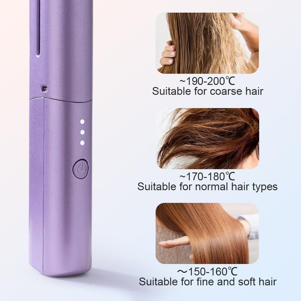 Meneflix Portable Mini Hair Straightener – Cordless Rechargeable Hot Comb for Quick Styling