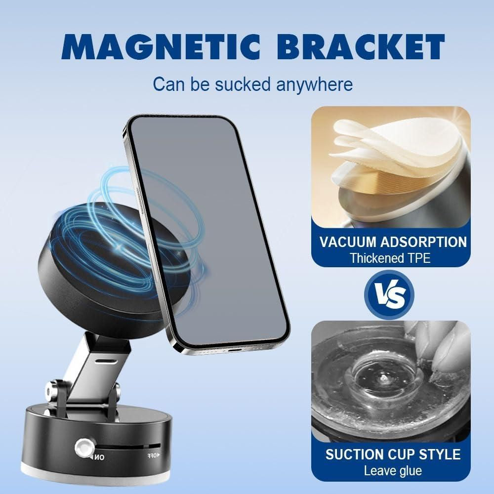 Magnetic bracket with smartphone holder on a light blue background
