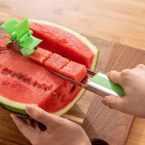 Stainless Steel Watermelon Slicer & Cutter | One-Push Automatic Fruit Cube Maker (Pack of 1, Random Color)