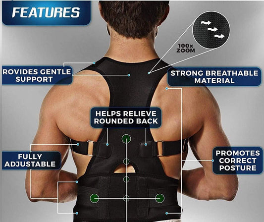 Unisex Posture Corrector Belt – Adjustable Back Support Brace for Spine Alignment & Pain Relief
